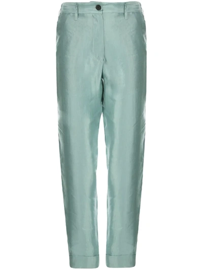 Ann Demeulemeester High Rise Tapered Trousers In Blue