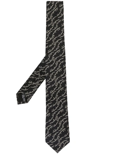 Ferragamo Signature Print Tie In Black