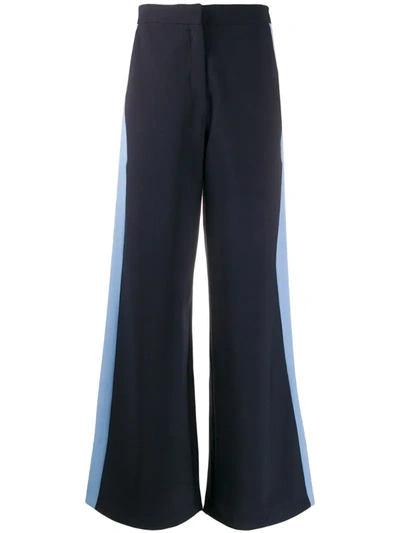 Chinti & Parker Stripe Detail Wide-leg Trousers In Blue