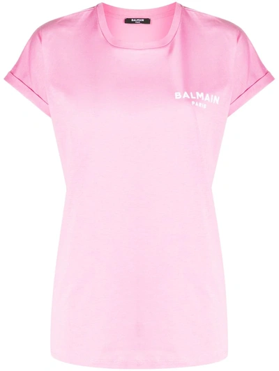 Balmain Chest Logo T-shirt In Pink