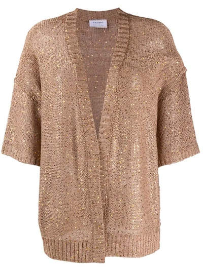 Snobby Sheep Sequin Embroidered Cardigan In Brown