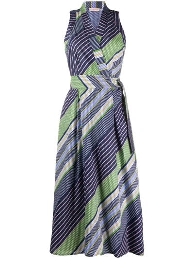 Tory Burch Overprinted Sleeveless Wrap Dress In Field Day