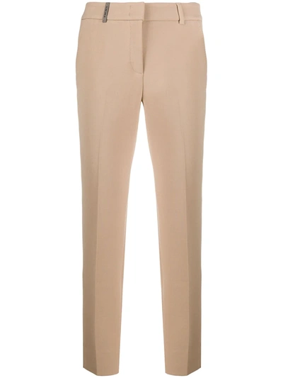 Peserico High-waisted Tapered-leg Trousers In Beige