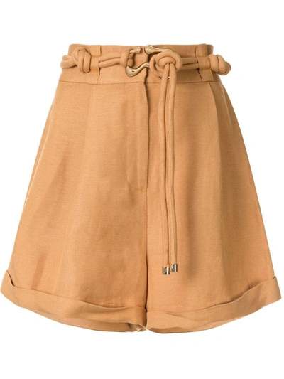 Acler Corsica Belted Loose-fit Shorts In Brown