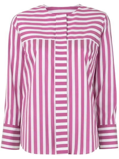 Tomorrowland Striped Poplin Shirt In Pink