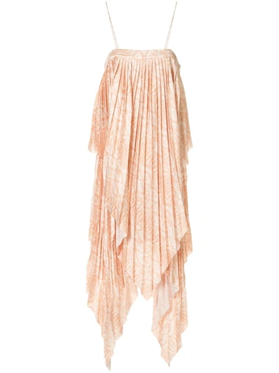 Acler Hooper Snakeskin-print Pleated Dress In Neutrals