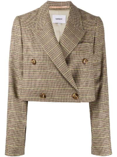 Nanushka Double-breasted Cropped Blazer In Neutrals ModeSens