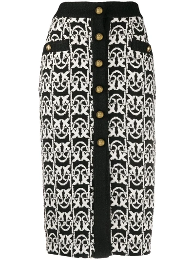 Pinko Tweed Monogram Mid-length Skirt In Black