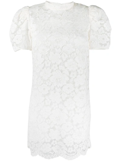 Marc Jacobs Floral Lace Mini Dress In White