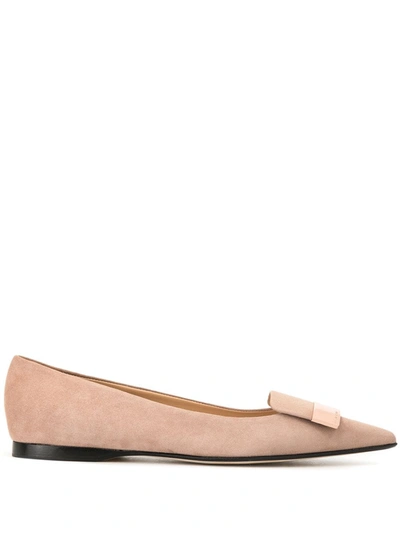 Sergio Rossi Patent-trimmed Ballerina Flats In Pink
