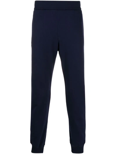 Versace Medusa Embroidered Fitted Track Trousers In Blue