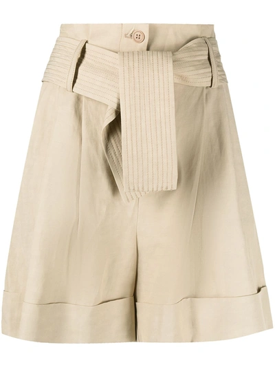 P.a.r.o.s.h High-rise Tied-waist Shorts In Beige