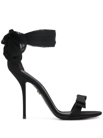 Dolce & Gabbana Sandals In Stretch Tulle And Grosgrain In Black