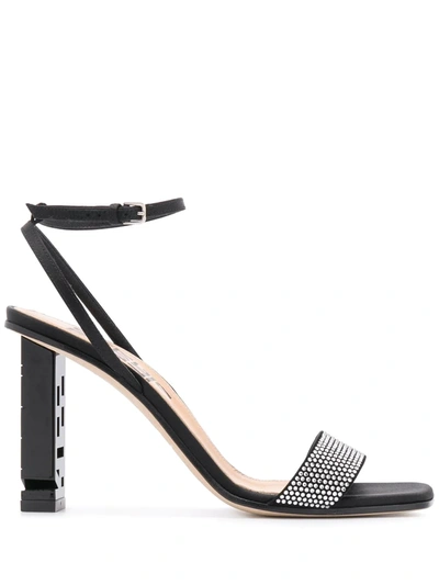 Sergio Rossi Sergio Super Heel Crystal-embellished Suede And Satin Sandals In Black