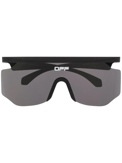 Off-white Lettering Logo Mask-frame Sunglasses In Black