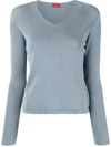 Des Prés V-neck Silk Pullover In Blue