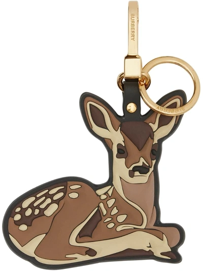 Burberry Deer Charm Keyring In Brown