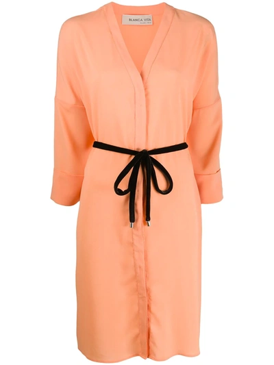 Blanca Vita Adele Tie-waist Shirt Dress In Orange