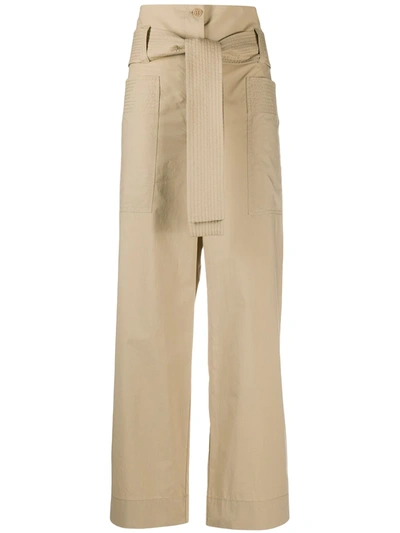 P.a.r.o.s.h Linen-viscose Blend Palazzo Trousers In Neutrals