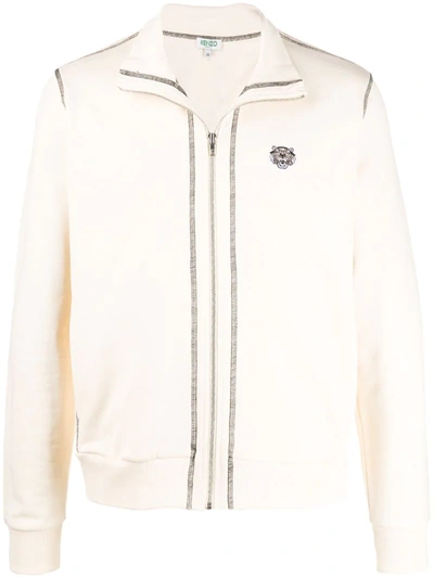 Kenzo Tiger Contrasting Stitching Jacket In Neutrals