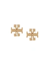 Tory Burch Logo Plaque Stud Earrings In Gold