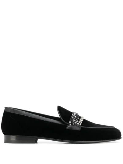 Amiri Embellished Leather-trimmed Velvet Loafers In Black