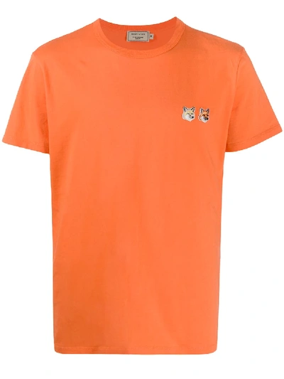 Maison Kitsuné Logo-appliquéd Cotton-jersey T-shirt In Orange