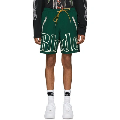 Rhude Logo-print Shell Drawstring Shorts In Green