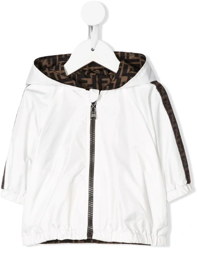 Fendi Babies' Kids Jacket With Side Logo Bands In Bianco