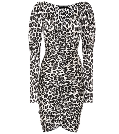 Caroline Constas Colette Ruched Leopard-print Cocktail Dress In Neutral