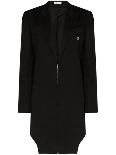 Zilver Zip-up Wool Coat In Black