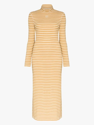 Loewe Striped Turtleneck Dress In Brown