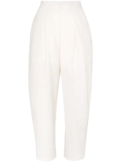 Stella Mccartney Tapered High Waist Trousers In White