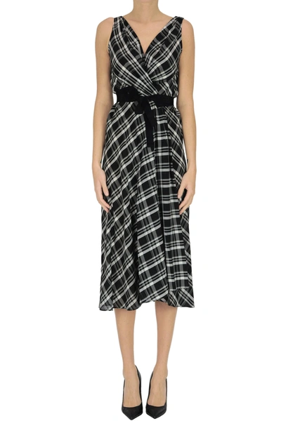 Aspesi Checked Print Wrapdress In Black