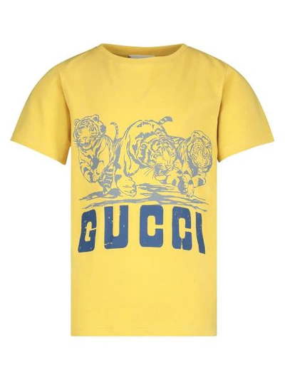 Gucci Kids T-shirt For Boys In Yellow