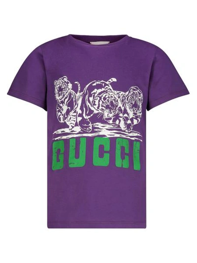 Gucci Kids T-shirt For Boys In Purple