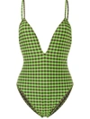 Fendi Gingham One-piece Swimsuit In F1akz Pine