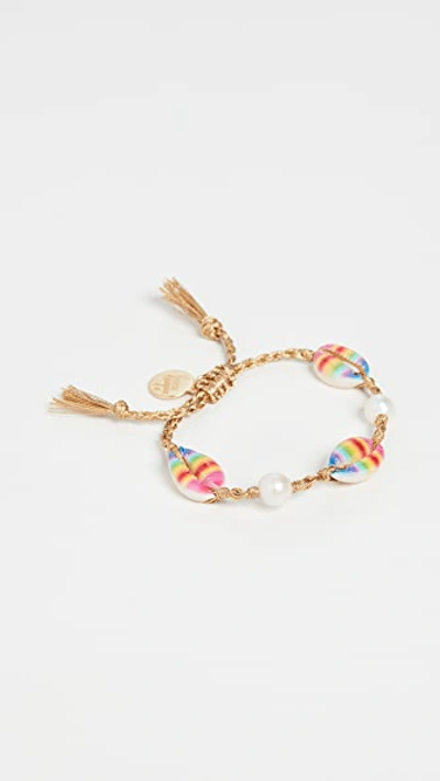 Venessa Arizaga Moonlight Beach Beaded Bracelet In Rainbow Stripe