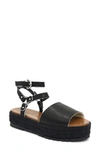 Etienne Aigner Winona Ankle Strap Platform Sandal In Black Nappa Leather
