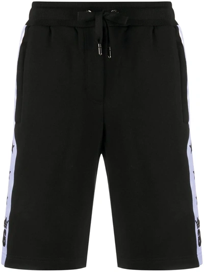 Dolce & Gabbana Star Stripe Track Shorts In Black