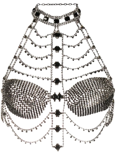 Annamode Two-tone Crystal-embellished Bralette In Silver