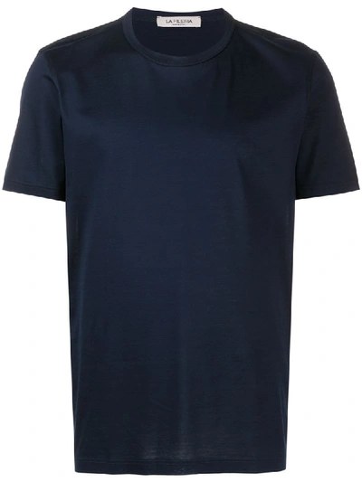 Fileria Plain Crew Neck T-shirt In Blue