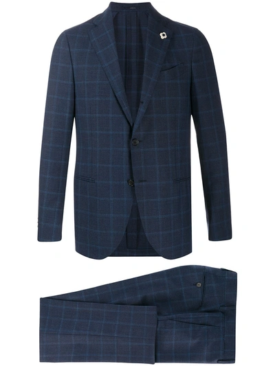 Lardini Checkered Two-piece Suit In Blue