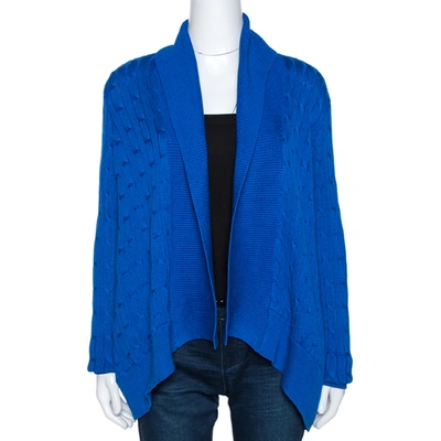 Pre-owned Ralph Lauren Blue Cable Knit Open Front Cardigan M