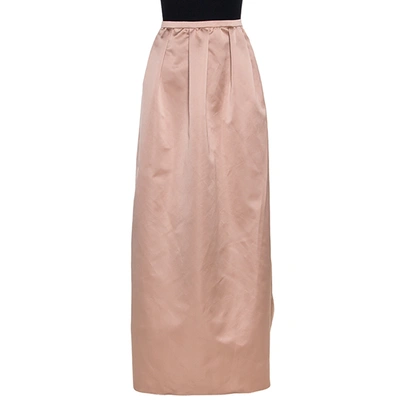 Pre-owned N°21 Champagne Satin Pleated Maxi Skirt M In Pink