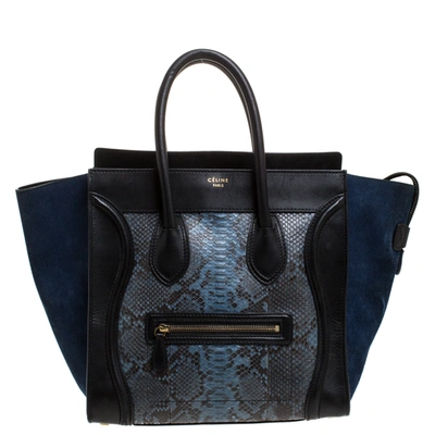 Pre-owned Celine Multicolor Python/suede And Leather Mini Luggage Tote