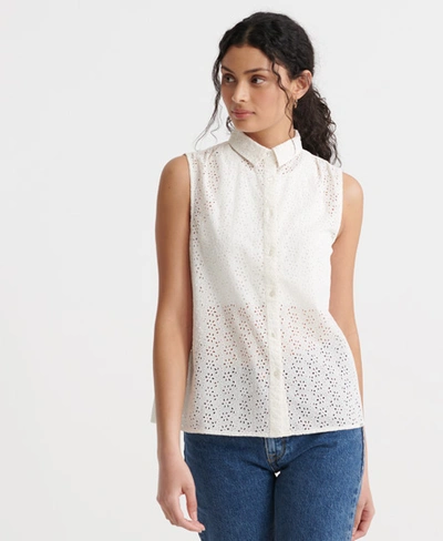 Superdry Tilly Broderie Shirt In White