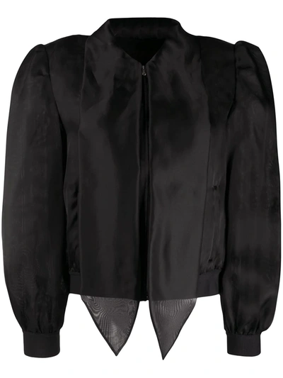 Moschino Pussy-bow Puff-sleeve Blouse In Black