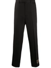 Gucci Cropped Logo-patch Trousers In Black