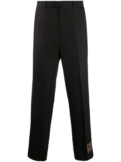 Gucci Cropped Logo-patch Trousers In Black